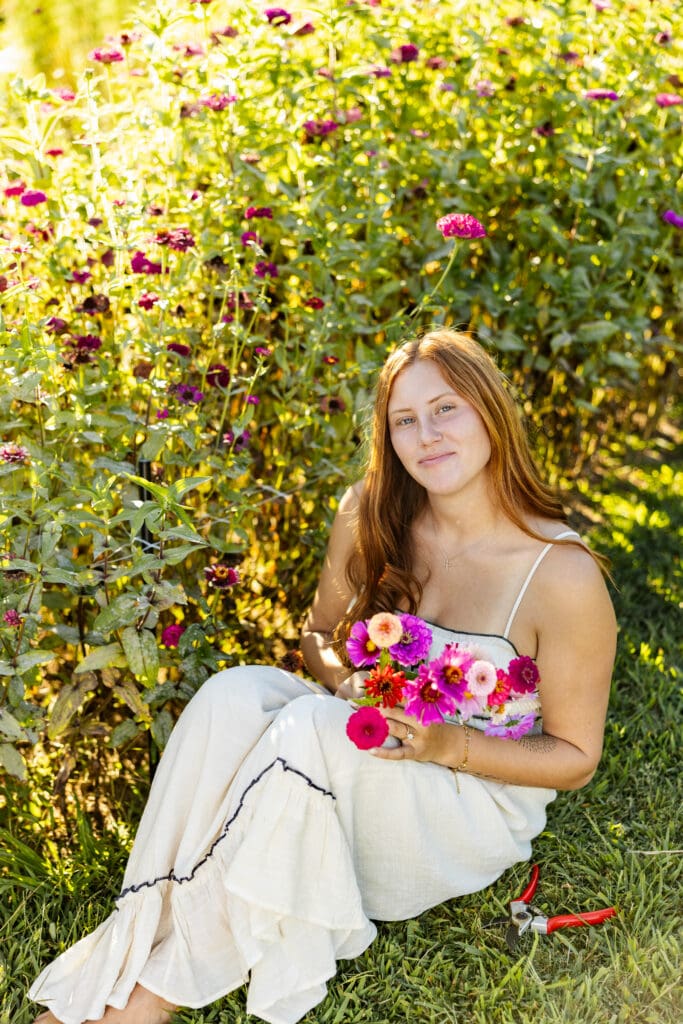 Florist Branding Photography in Boyertown PA at Flower Farm, Sitting Portrait
